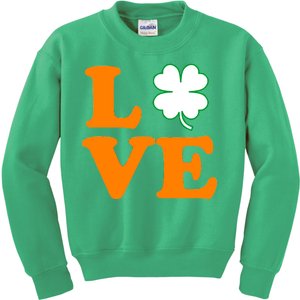 Love Irish Clover Shamrock St. Patrick's Day Kids Sweatshirt