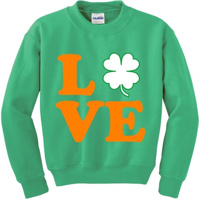 Love Irish Clover Shamrock St. Patrick's Day Kids Sweatshirt