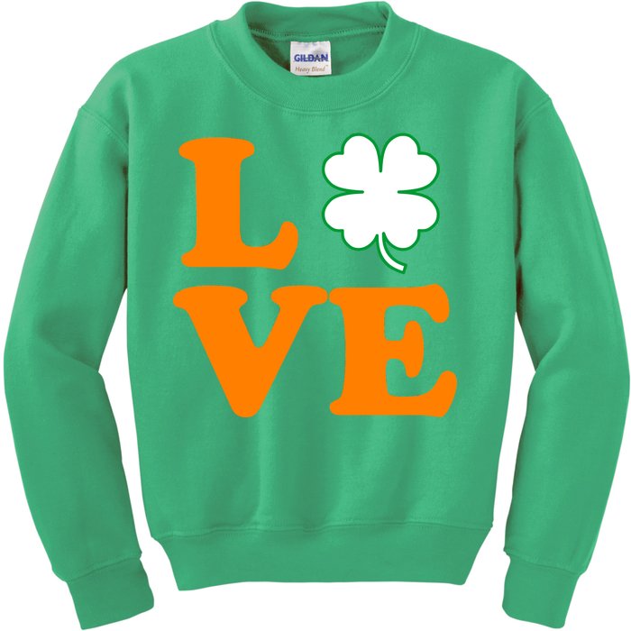 Love Irish Clover Shamrock St. Patrick's Day Kids Sweatshirt