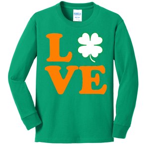 Love Irish Clover Shamrock St. Patrick's Day Kids Long Sleeve Shirt