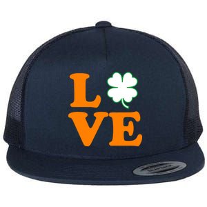 Love Irish Clover Shamrock St. Patrick's Day Flat Bill Trucker Hat