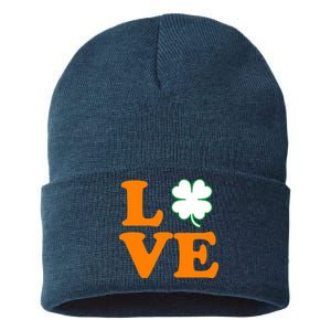 Love Irish Clover Shamrock St. Patrick's Day Sustainable Knit Beanie