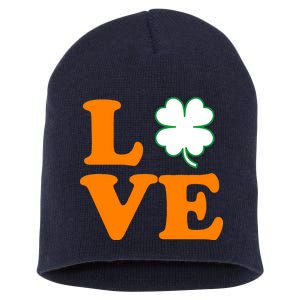 Love Irish Clover Shamrock St. Patrick's Day Short Acrylic Beanie