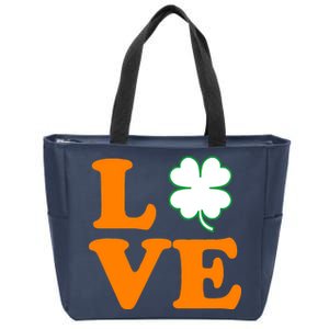 Love Irish Clover Shamrock St. Patrick's Day Zip Tote Bag