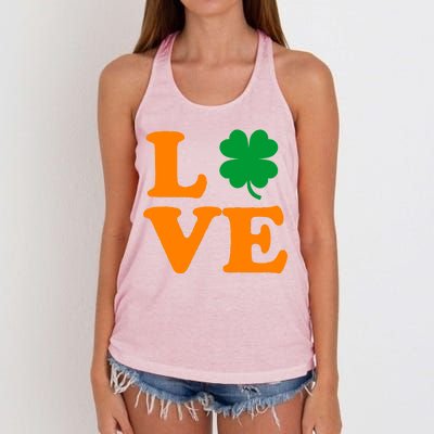 Love Irish Clover Shamrock St. Patrick's Day Women's Knotted Racerback Tank