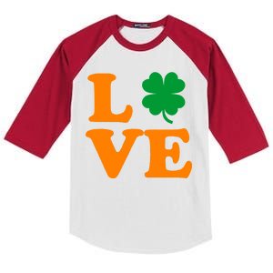 Love Irish Clover Shamrock St. Patrick's Day Kids Colorblock Raglan Jersey