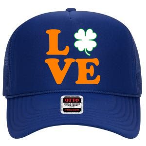 Love Irish Clover Shamrock St. Patrick's Day High Crown Mesh Back Trucker Hat