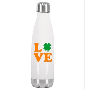 Love Irish Clover Shamrock St. Patrick's Day Stainless Steel Insulated Water Bottle