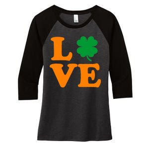 Love Irish Clover Shamrock St. Patrick's Day Women's Tri-Blend 3/4-Sleeve Raglan Shirt