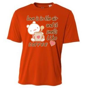 Love Is In The Air And It Smells Like Coffee Teddy Bear Cooling Performance Crew T-Shirt