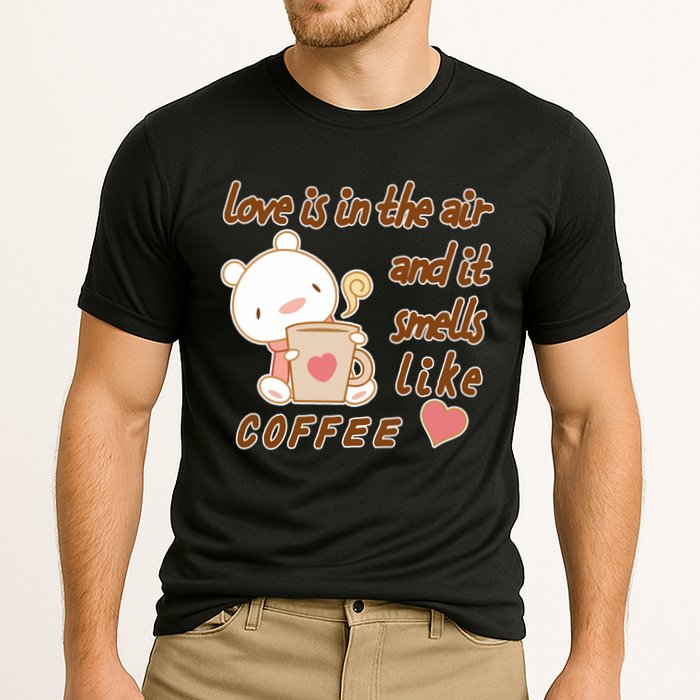Love Is In The Air And It Smells Like Coffee Teddy Bear Cooling Performance Crew T-Shirt
