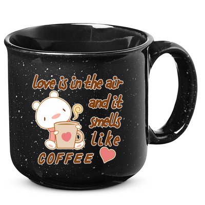Love Is In The Air And It Smells Like Coffee Teddy Bear 15oz Campfire Ceramic Mug