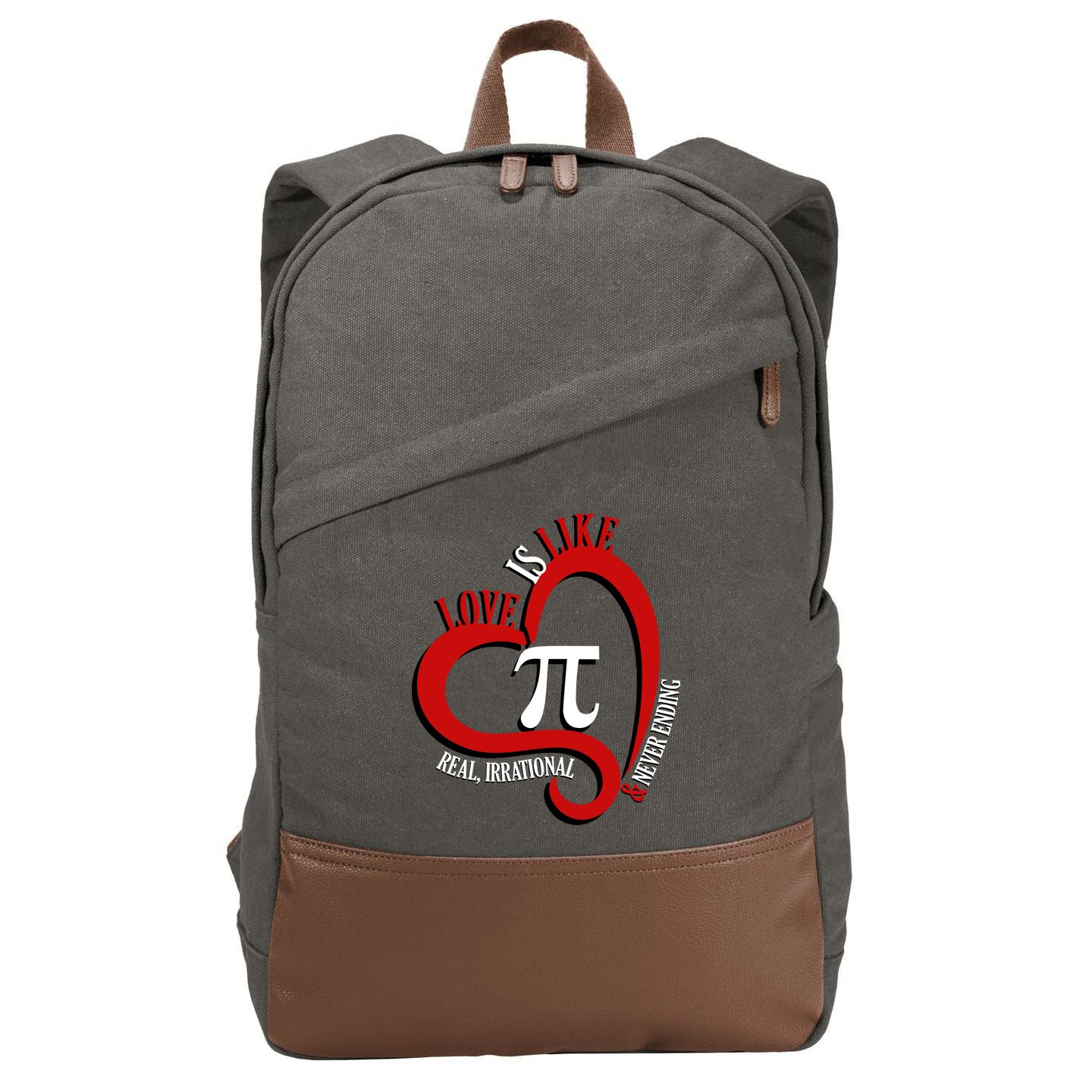 Love Is Like Pi Real Irrational Never Ending Cotton Canvas Backpack
