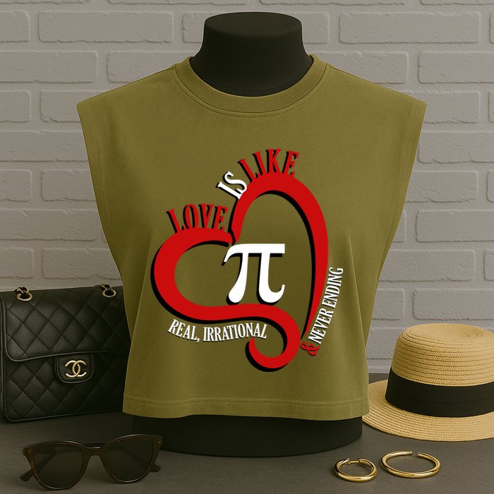 Love Is Like Pi Real Irrational Never Ending Garment-Dyed Women's Muscle Tee