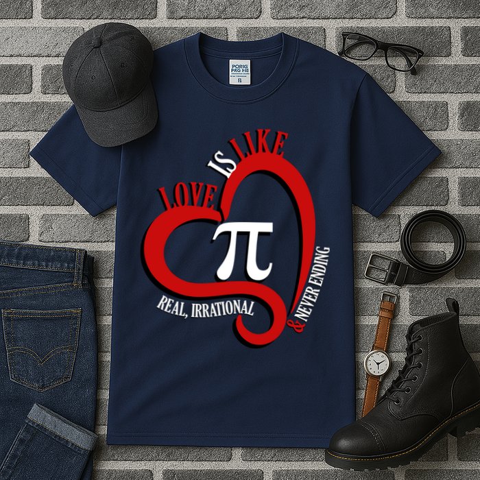 Love Is Like Pi Real Irrational Never Ending Tall T-Shirt