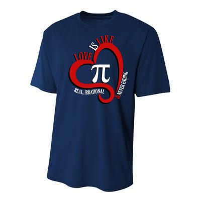 Love Is Like Pi Real Irrational Never Ending Youth Performance Sprint T-Shirt