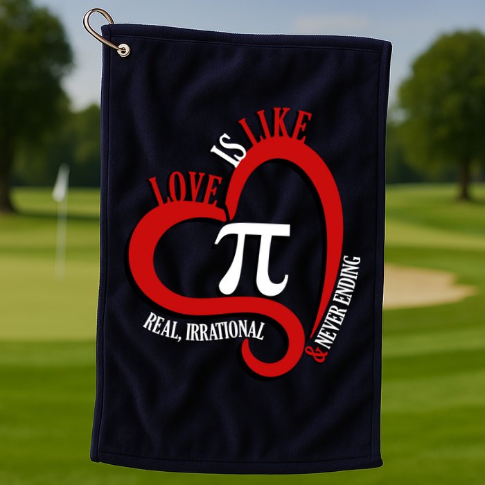 Love Is Like Pi Real Irrational Never Ending Golf Towel