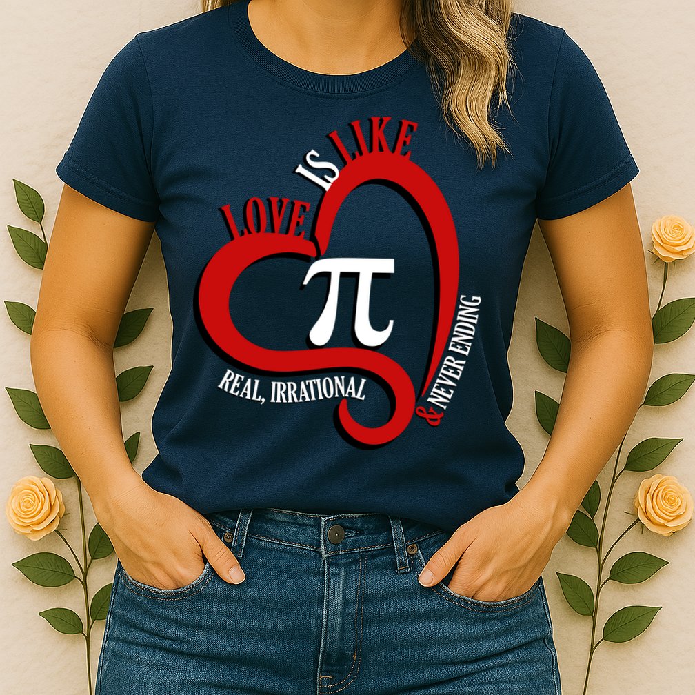 Love Is Like Pi Real Irrational Never Ending Womens T-Shirt