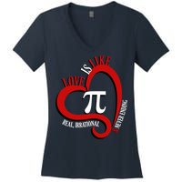 Love Is Like Pi Real Irrational Never Ending Women's V-Neck T-Shirt