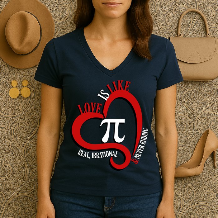 Love Is Like Pi Real Irrational Never Ending Women's V-Neck T-Shirt