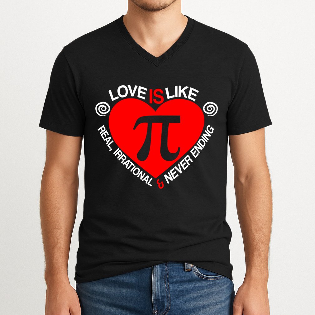 Love Is Like Pi Valentines V-Neck T-Shirt