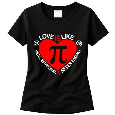 Love Is Like Pi Valentines Womens T-Shirt