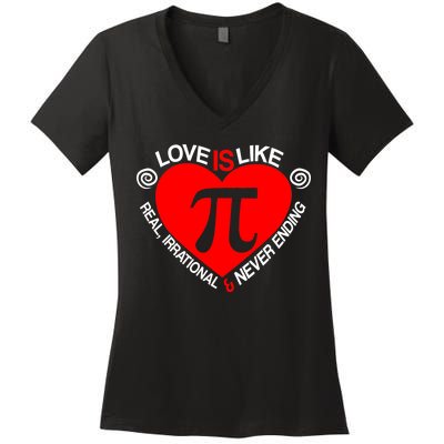 Love Is Like Pi Valentines Women's V-Neck T-Shirt