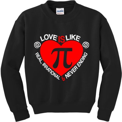 Love Is Like Pi Valentines Kids Sweatshirt