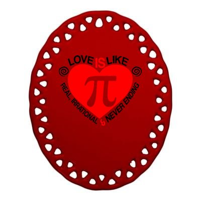 Love Is Like Pi Valentines Ceramic Oval Ornament