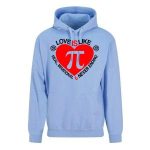 Love Is Like Pi Valentines Unisex Surf Hoodie