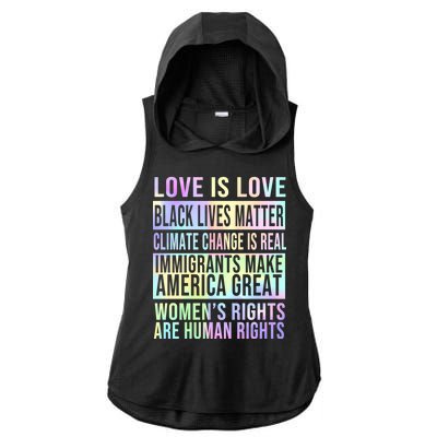 Love Is Love Black Lives Matter Ladies PosiCharge Tri-Blend Wicking Draft Hoodie Tank