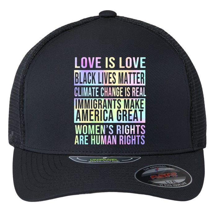 Love Is Love Black Lives Matter Flexfit Unipanel Trucker Cap