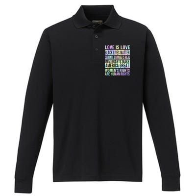 Love Is Love Black Lives Matter Performance Long Sleeve Polo