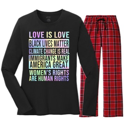 Love Is Love Black Lives Matter Women's Long Sleeve Flannel Pajama Set 