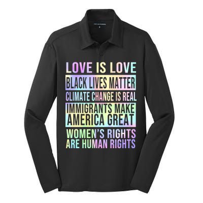 Love Is Love Black Lives Matter Silk Touch Performance Long Sleeve Polo