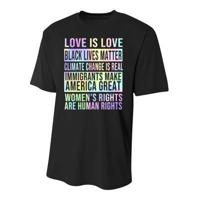 Love Is Love Black Lives Matter Youth Performance Sprint T-Shirt