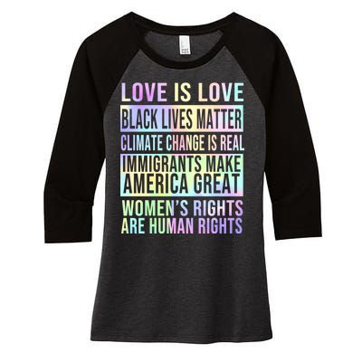 Love Is Love Black Lives Matter Women's Tri-Blend 3/4-Sleeve Raglan Shirt