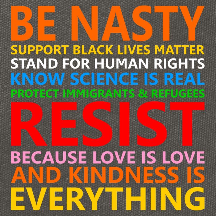 Love Is Love Kindness Is Everything Be Nasty Resist Protest Cotton Canvas Backpack