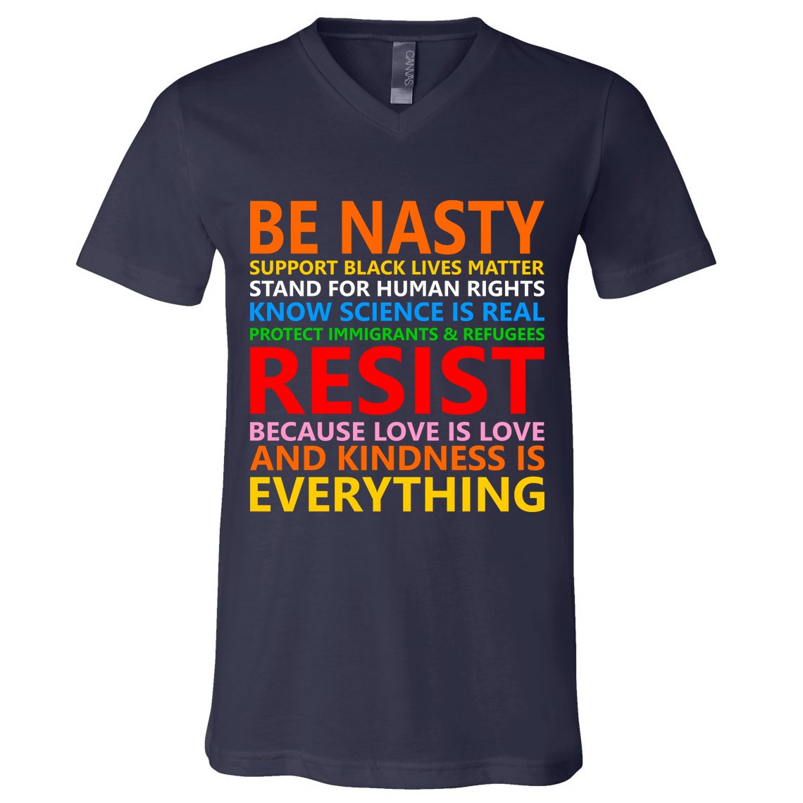 Love Is Love Kindness Is Everything Be Nasty Resist Protest V-Neck T-Shirt