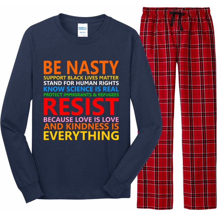 Love Is Love Kindness Is Everything Be Nasty Resist Protest Long Sleeve Pajama Set