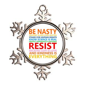 Love Is Love Kindness Is Everything Be Nasty Resist Protest Metallic Star Ornament