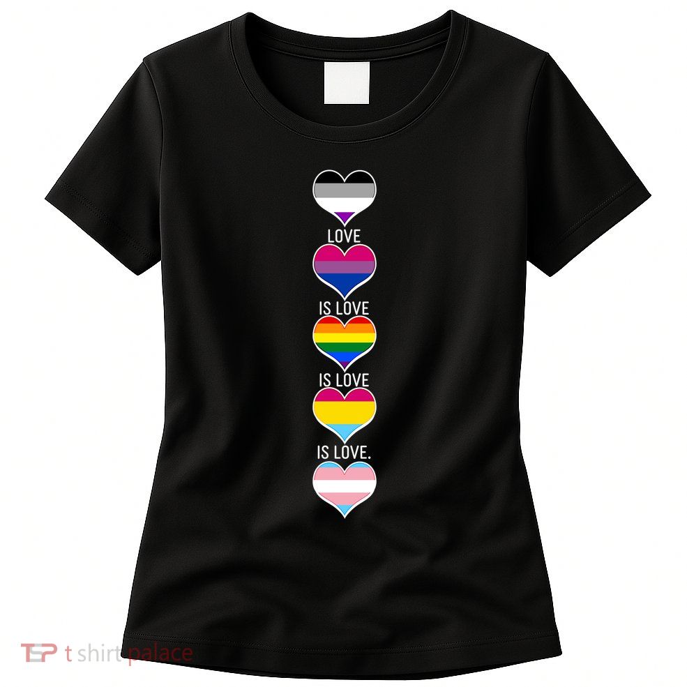 Love is Love LGBTQ Heart Colors Womens T-Shirt