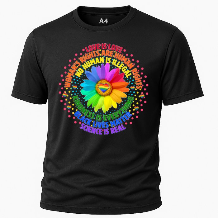 Love Is Love Rainbow Flower Unity Cooling Performance Crew T-Shirt