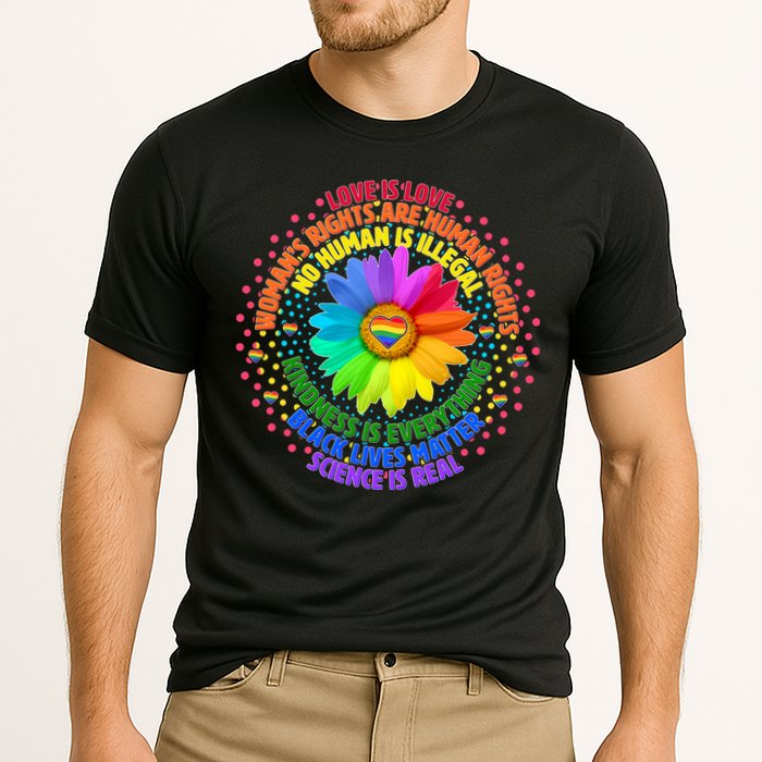 Love Is Love Rainbow Flower Unity Cooling Performance Crew T-Shirt