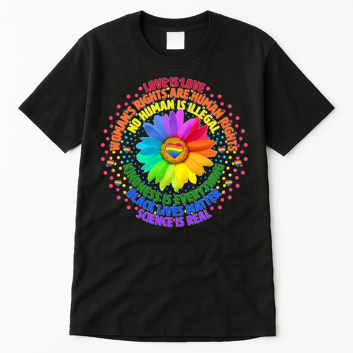 Love Is Love Rainbow Flower Unity Tall T-Shirt