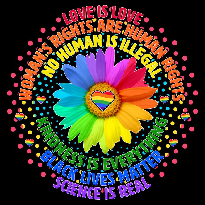 Love Is Love Rainbow Flower Unity Tall T-Shirt