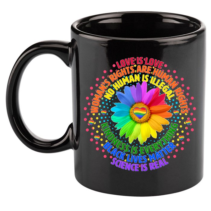 Love Is Love Rainbow Flower Unity 11oz C Handle Ceramic Mug