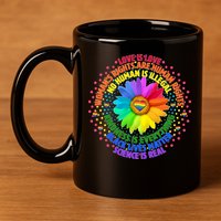 Love Is Love Rainbow Flower Unity 11oz C Handle Ceramic Mug