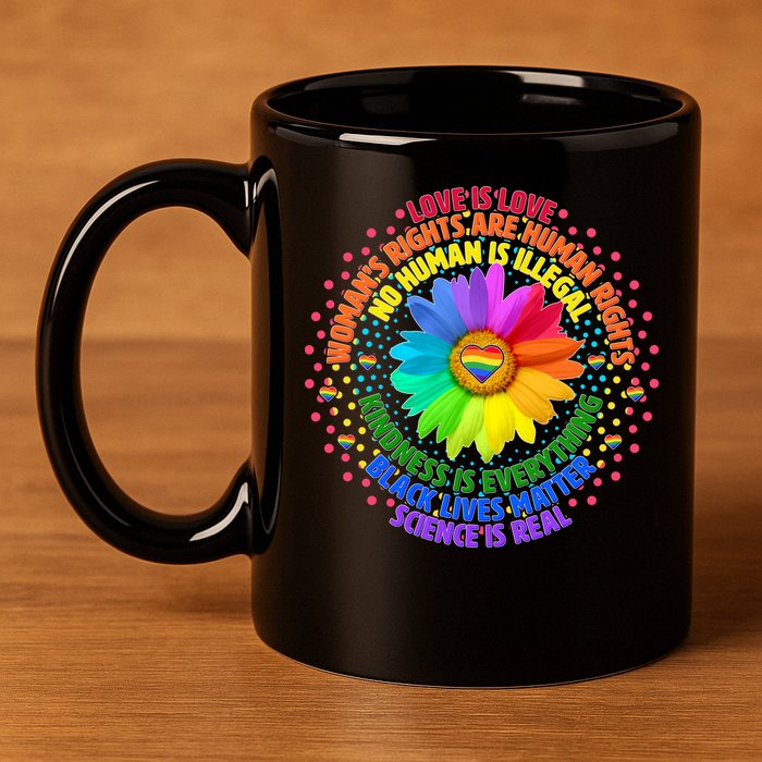 Love Is Love Rainbow Flower Unity 11oz C Handle Ceramic Mug