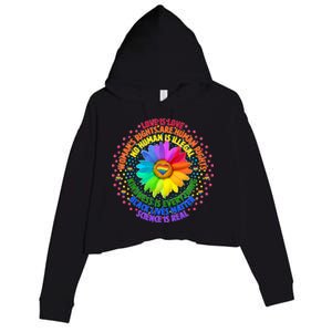 Love Is Love Rainbow Flower Unity Crop Fleece Hoodie